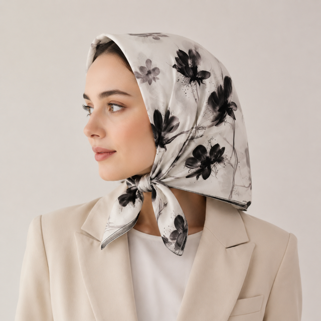 مینی اسکارف طرح گل