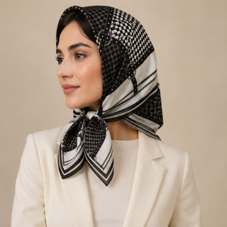 مینی اسکارف سیاه و سفید