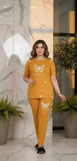 ست تیشرت و شلوار زنانه سایز بزرگ ( پروانه)، ست قواره دار زنانه، ست راحتی زنانه، بلوز و شلوار زنانه